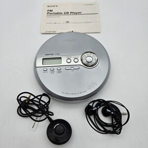 Sony D-NF340 CD Walkman MP3 FM Digital Tuner 30H w/ Headset Remote Manual WORKS!